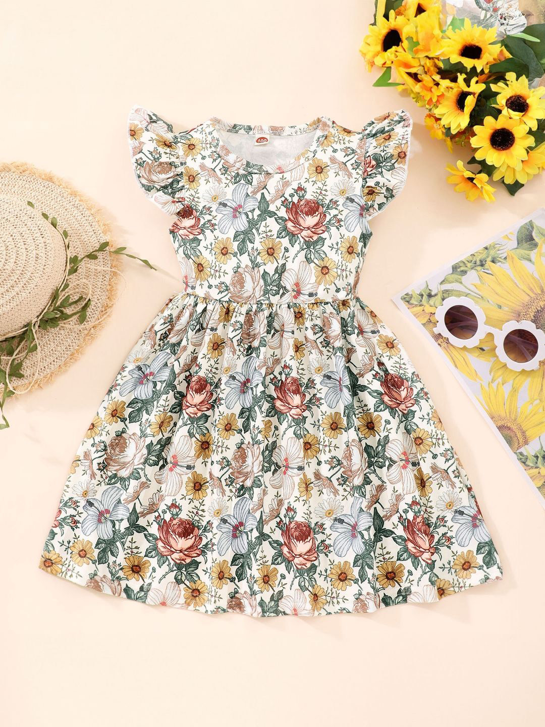 

StyleCast Floral Print Flutter Sleeve Fit & Flare Dress, Multi