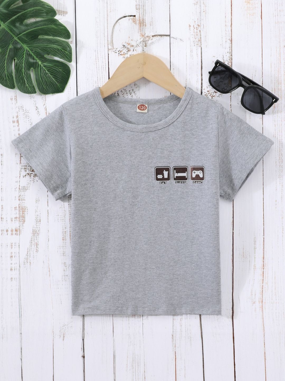 

StyleCast Boys Round Neck Short Sleeves Solid Boxy Top, Grey