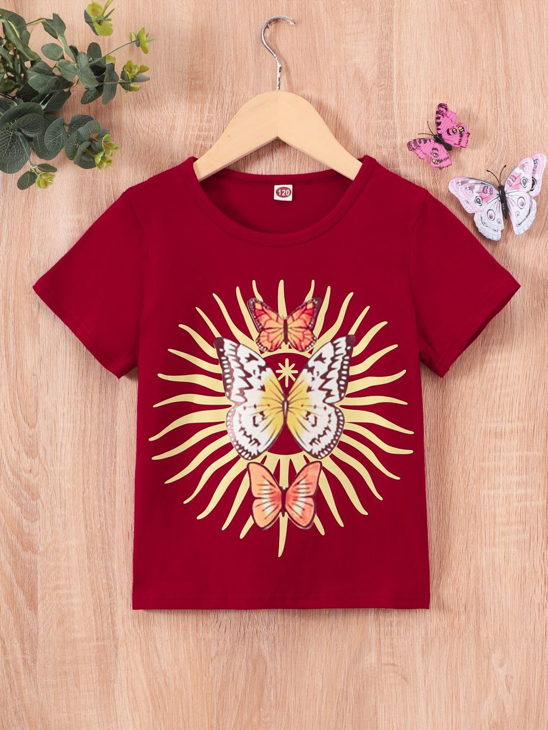 

StyleCast Girls Round Neck Short Sleeves Graphic Boxy Top, Red