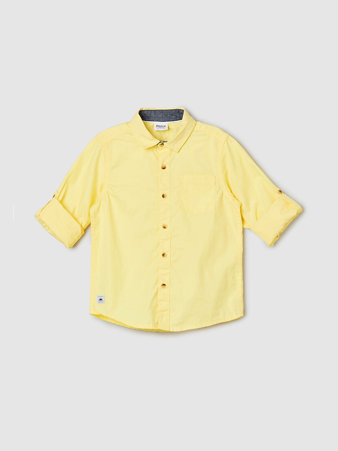 

max Boy Solid Spread Collar Pure Cotton Casual Shirt, Yellow