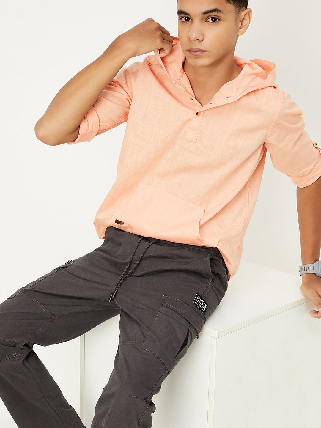 

max Boys Opaque Casual Shirt, Peach