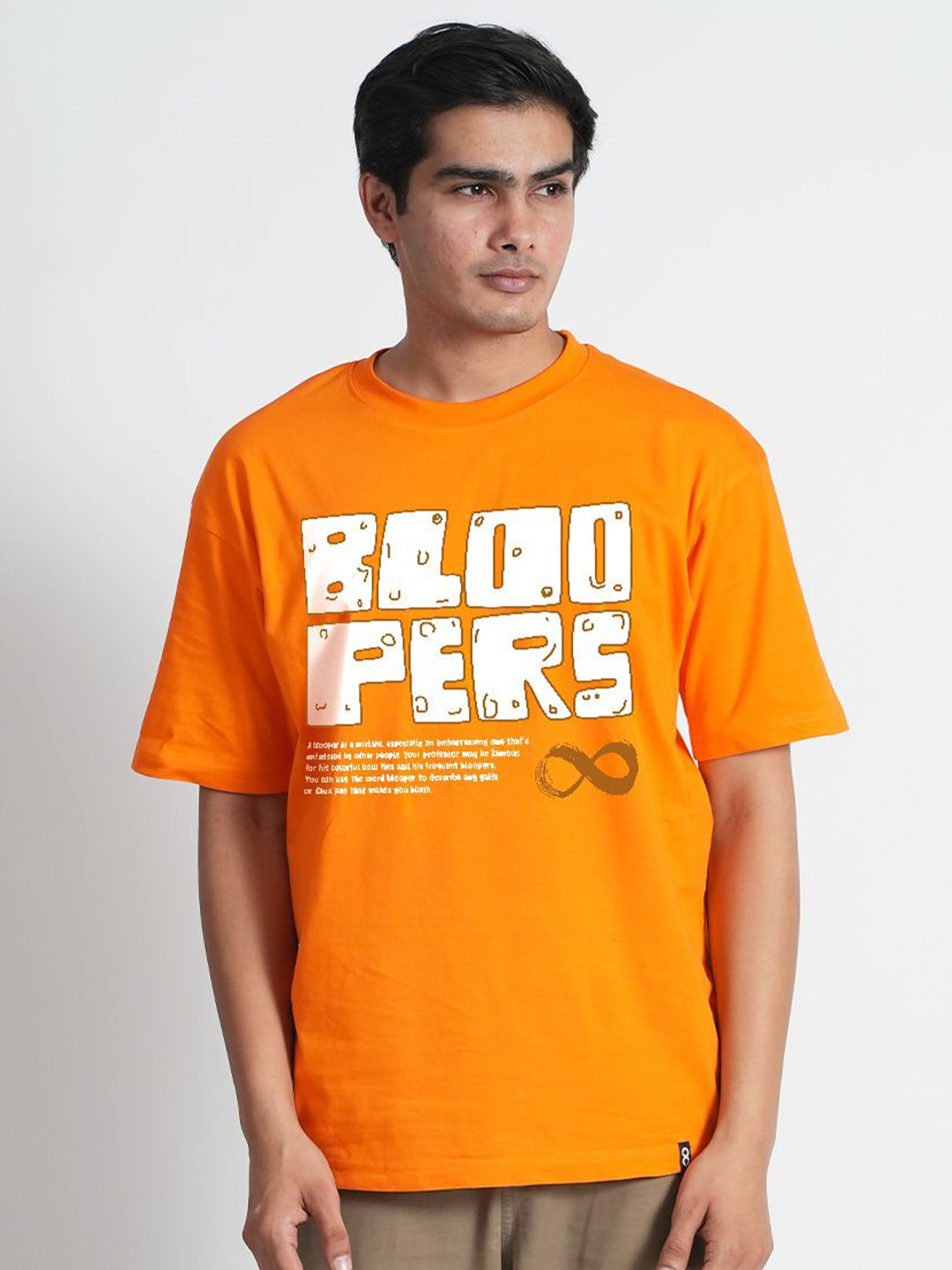 

Bloopers Store Men Typography Printed Applique T-shirt, Orange
