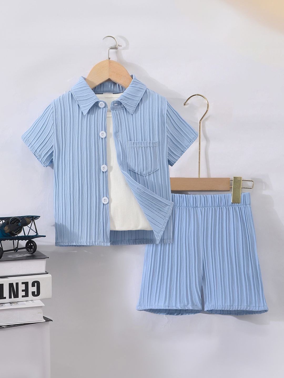 

StyleCast Girls Striped Shirt with Shorts, Blue