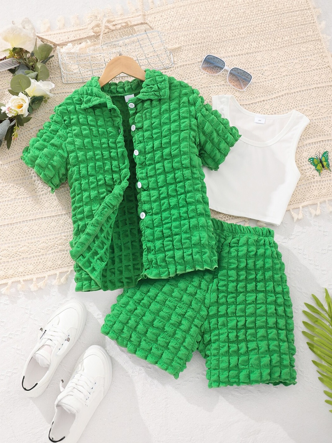 

StyleCast Girls Green Shirt Collar Shirt with Shorts