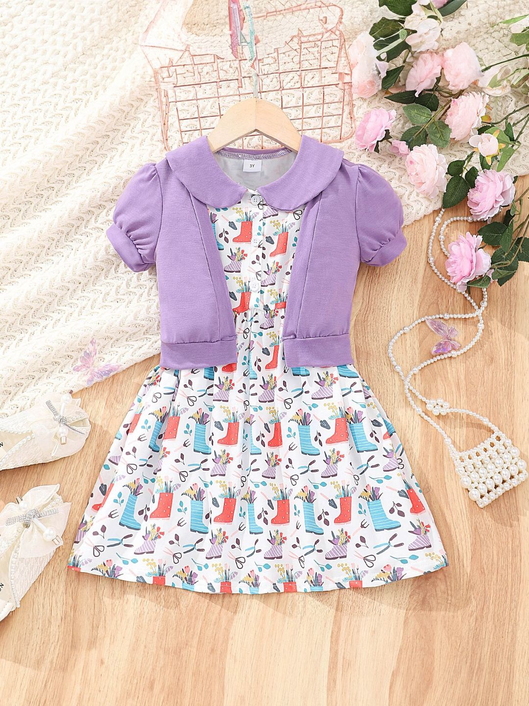 

StyleCast Girls Purple & White Top with Shorts