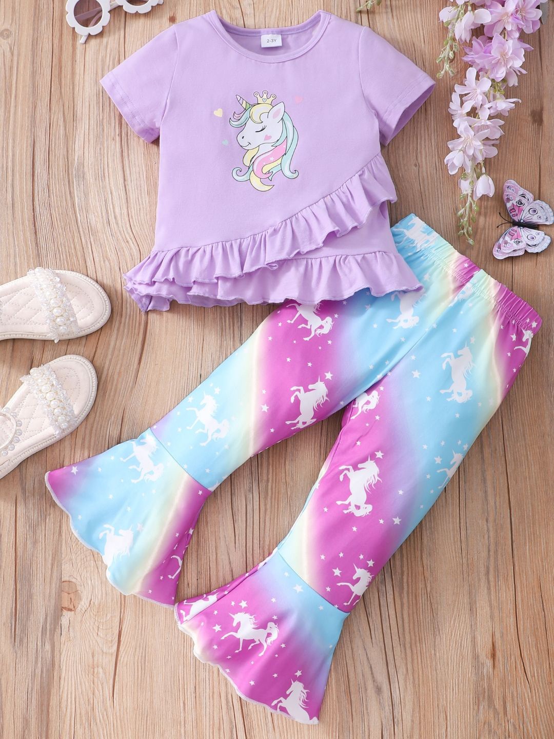 

StyleCast Girls Purple & White Printed Top with Trousers