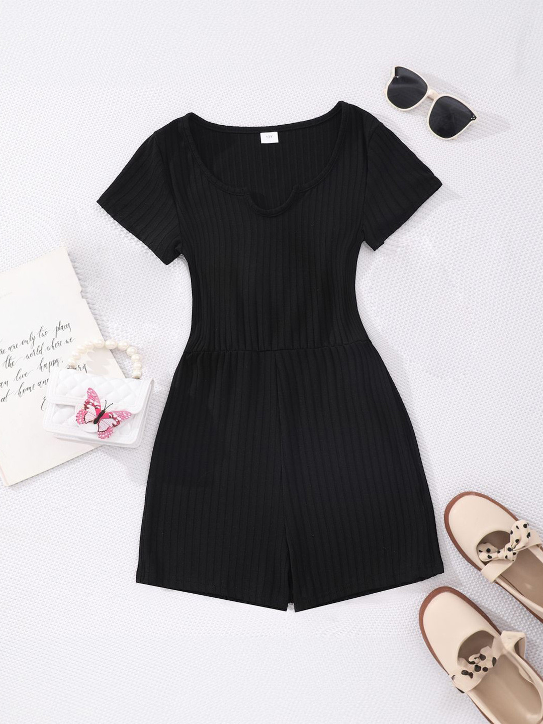 

StyleCast Girls Black Round Neck Sleeveless Playsuit