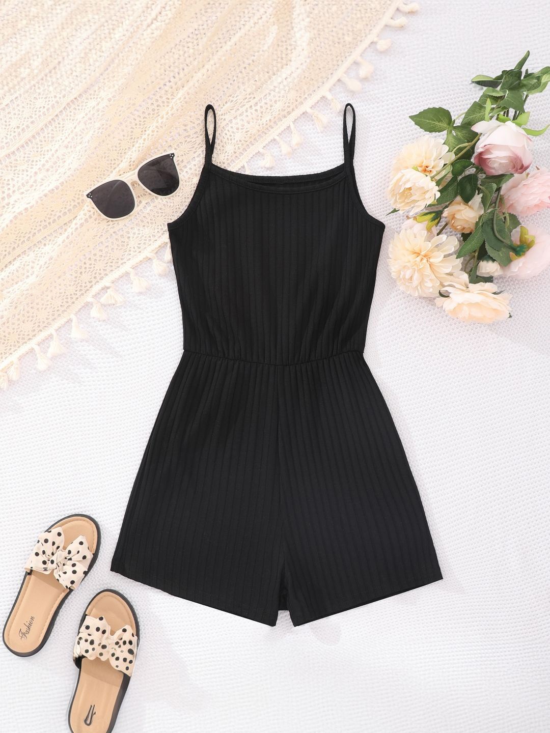 

StyleCast Girls Black Shoulder Straps Sleeveless Jumpsuit