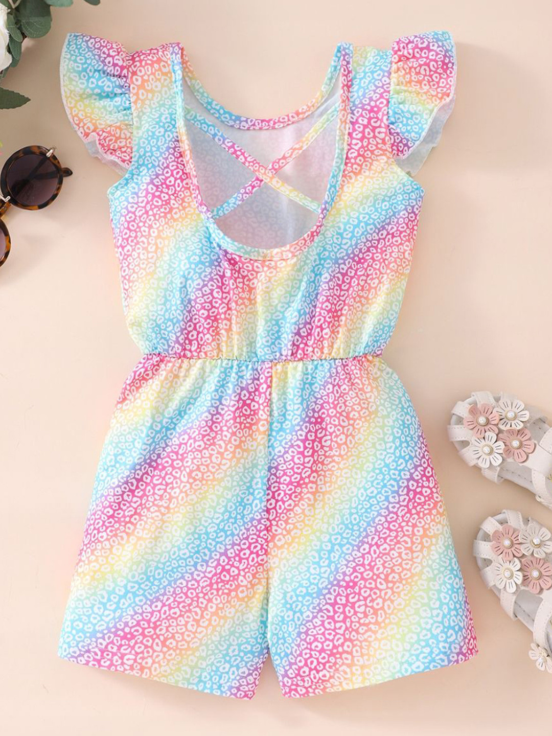 

StyleCast Girls Pink & Blue Abstract Printed Round Neck Sleeveless Jumpsuit