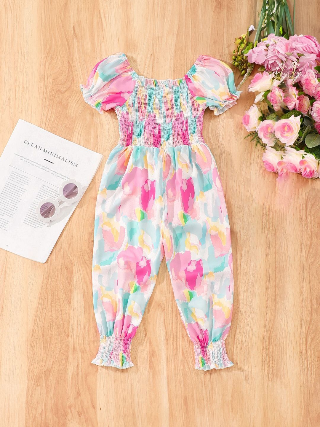 

StyleCast Girls White & Purple Abstract Printed Round Neck Jumpsuit