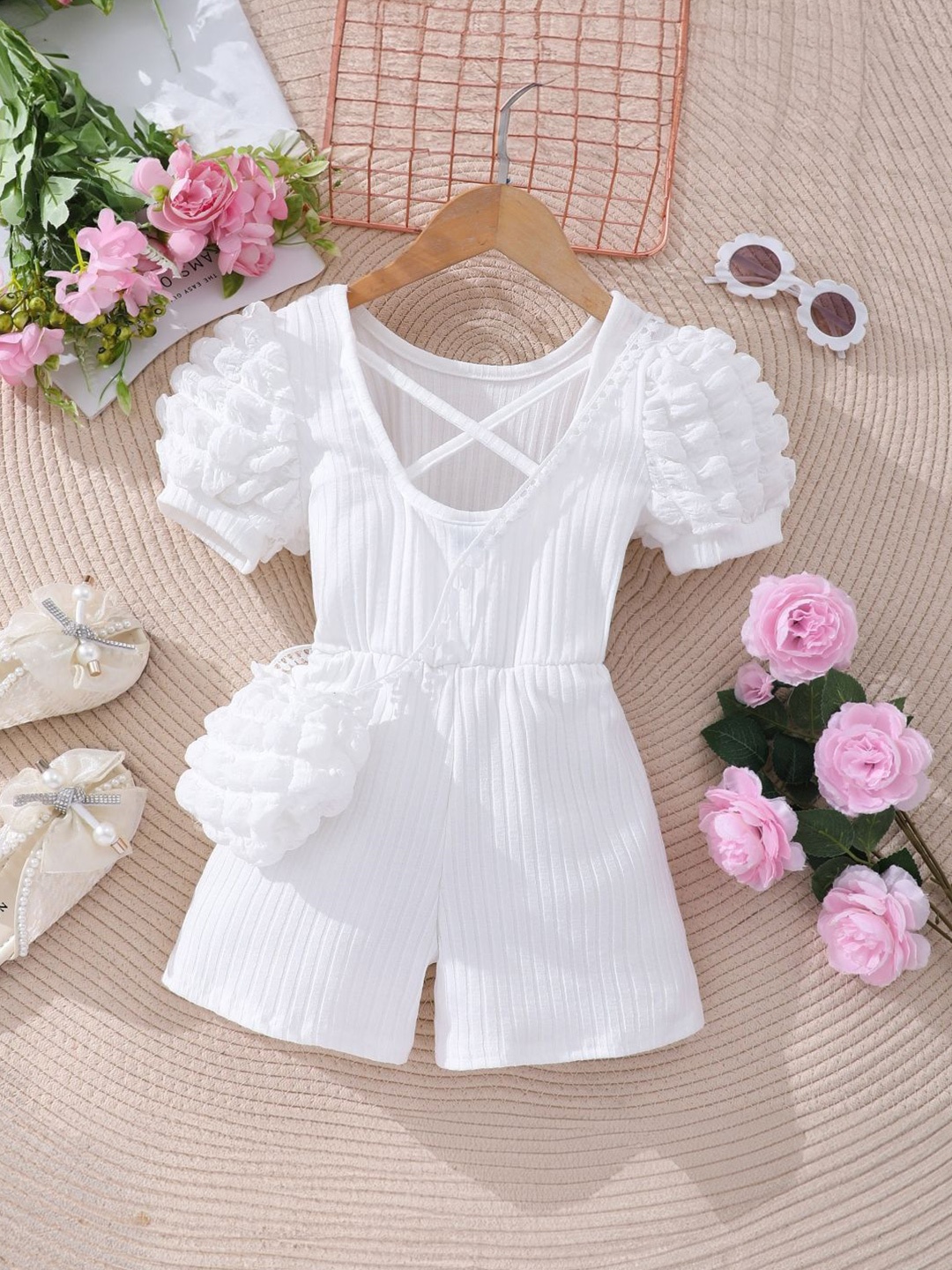 

StyleCast Girls White Round Neck Jumpsuit
