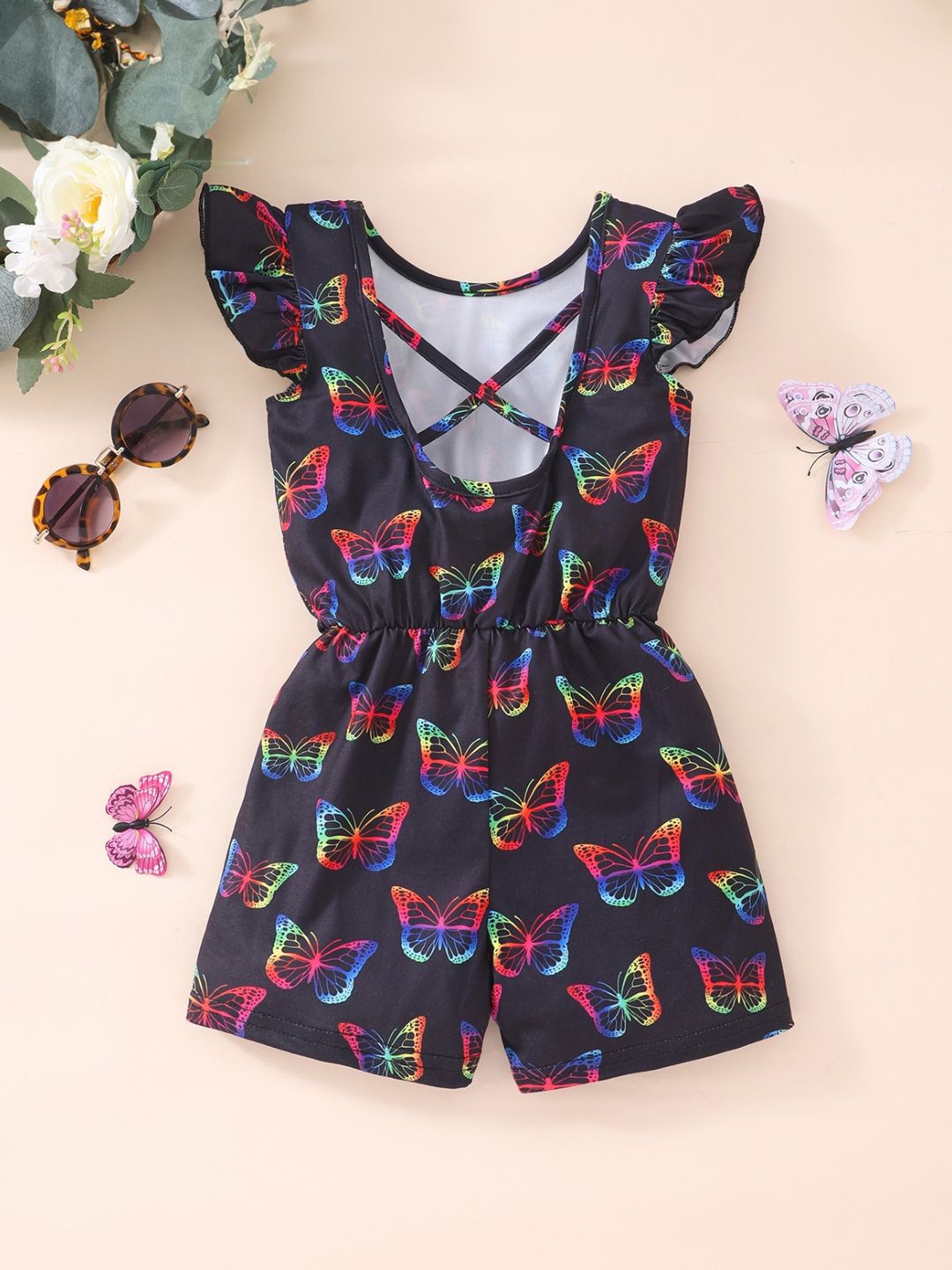 

StyleCast Girls Black & Yellow Printed Round Neck Jumpsuit