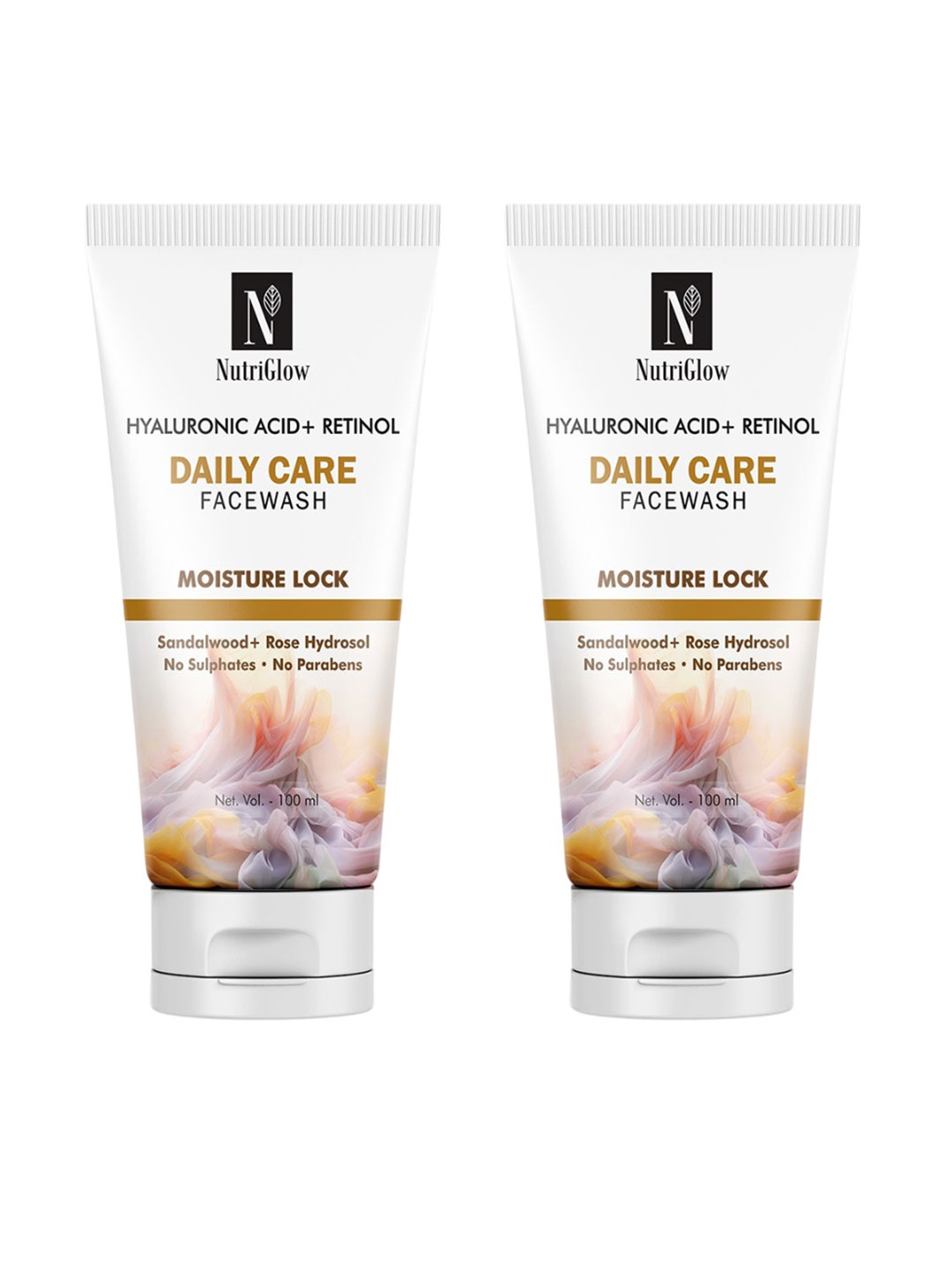 

NutriGlow Set of 2 Hyaluronic Acid & Retinol Daily Care Face Wash - 100 ml each, White