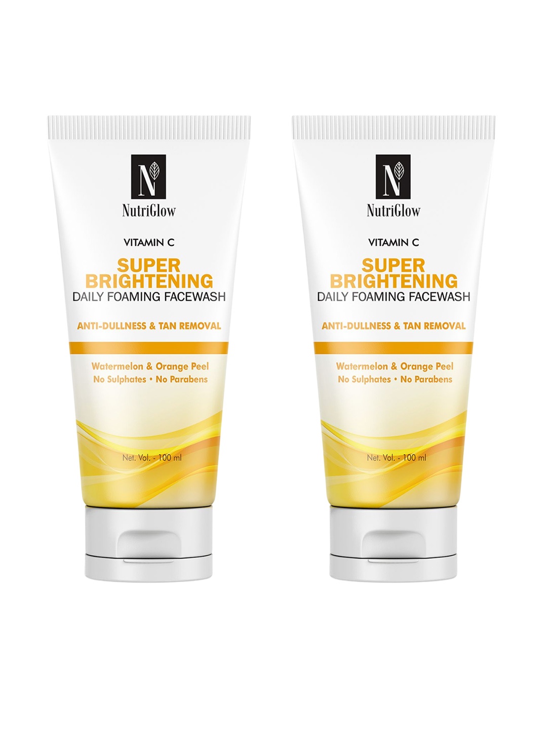 

NutriGlow Set of 2 Vitamin C Super Brightening Daily Foaming Face Wash - 100 ml each, White