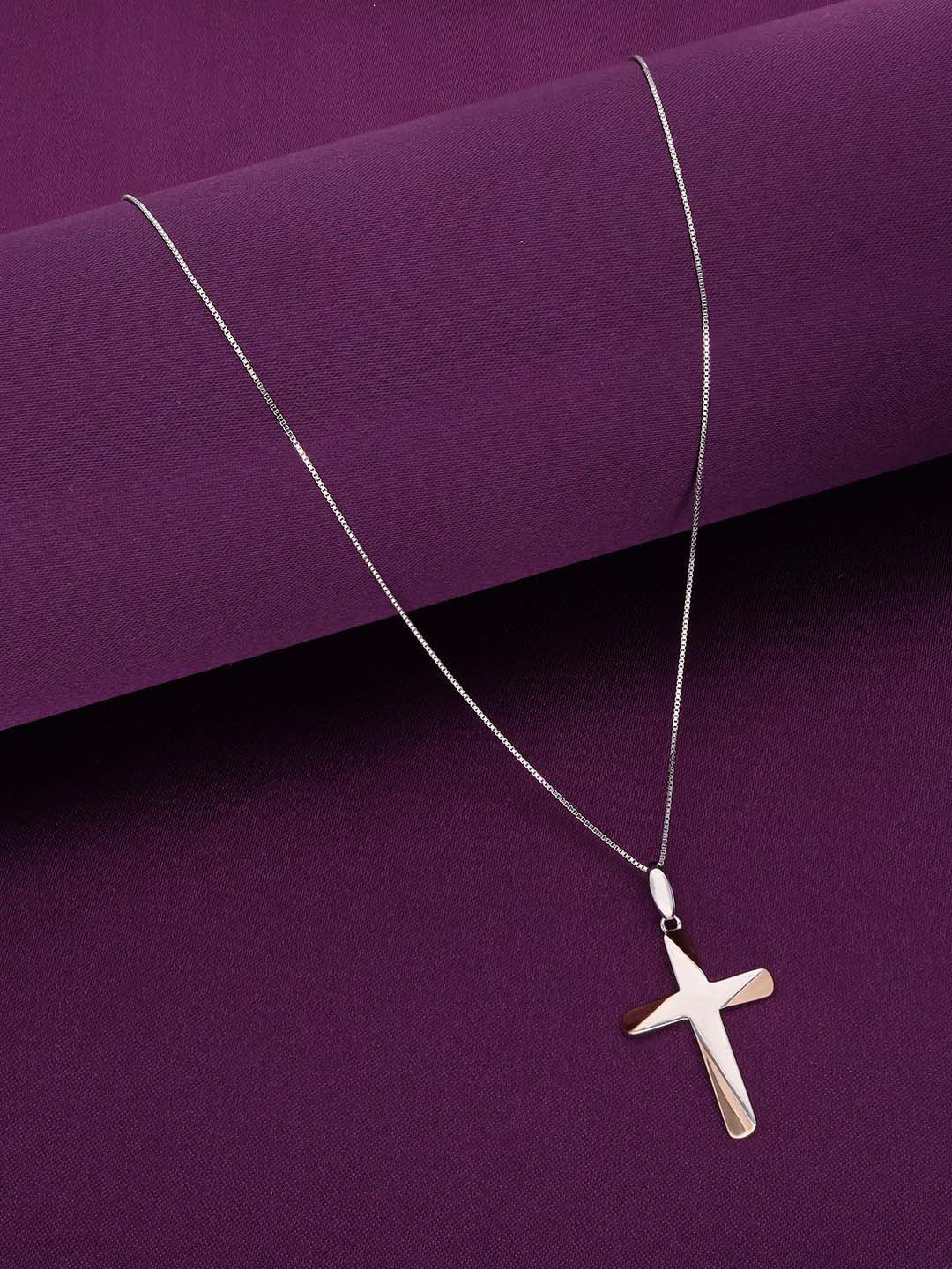 

KAI JEWEL 92.5 Sterling Silver Rhodium-Plated Cubic Zirconia Geometric Pendant with Chain