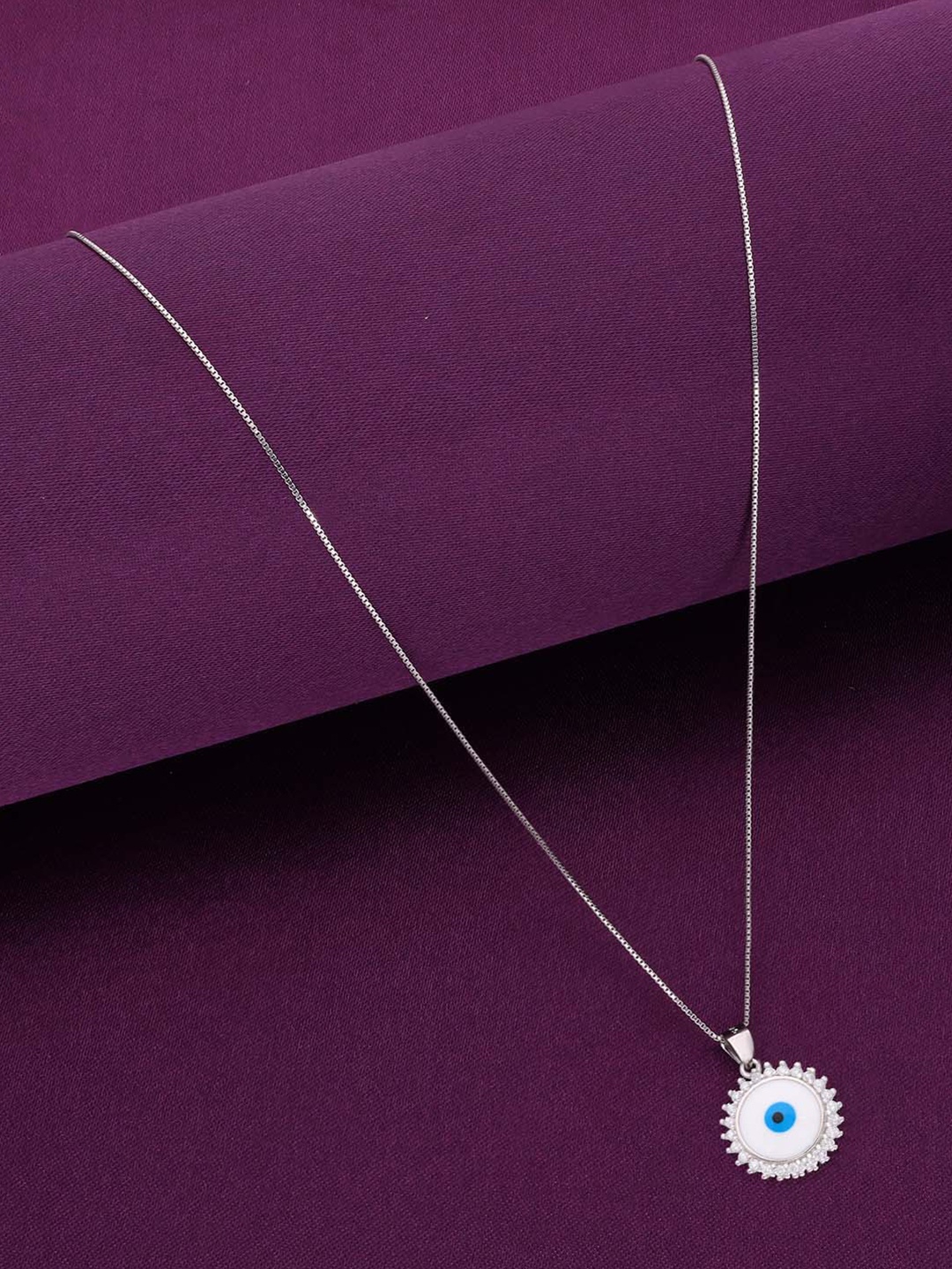 

KAI JEWEL Rhodium Plated Cubic Zirconia 92.5 Silver Pendant with Chain