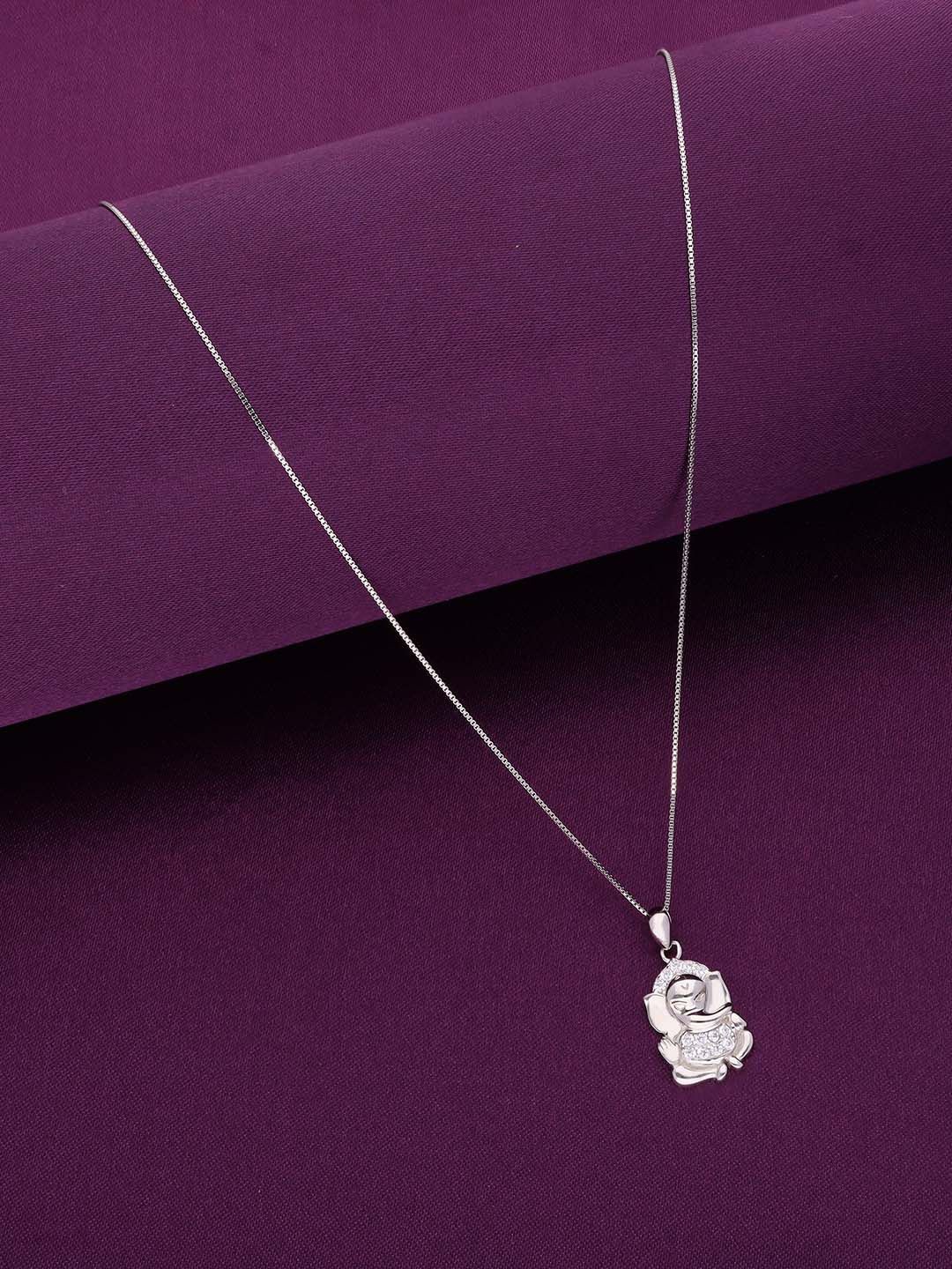 

KAI JEWEL 92.5 Sterling Silver Rhodium-Plated Cubic Zirconia Quirky Pendant with Chain