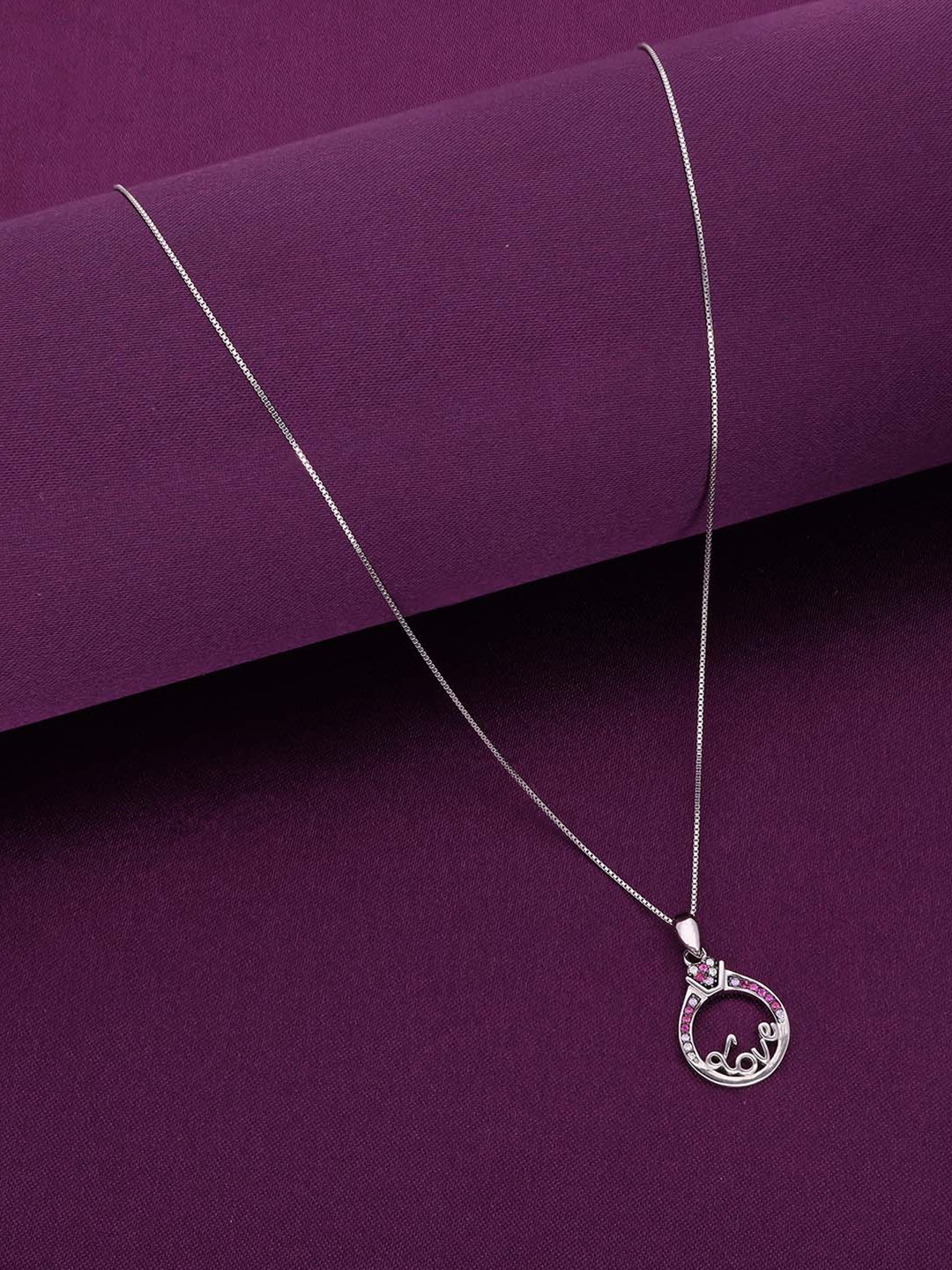 

KAI JEWEL Rhodium Plated Cubic Zirconia 92.5 Silver Pendants with Chains