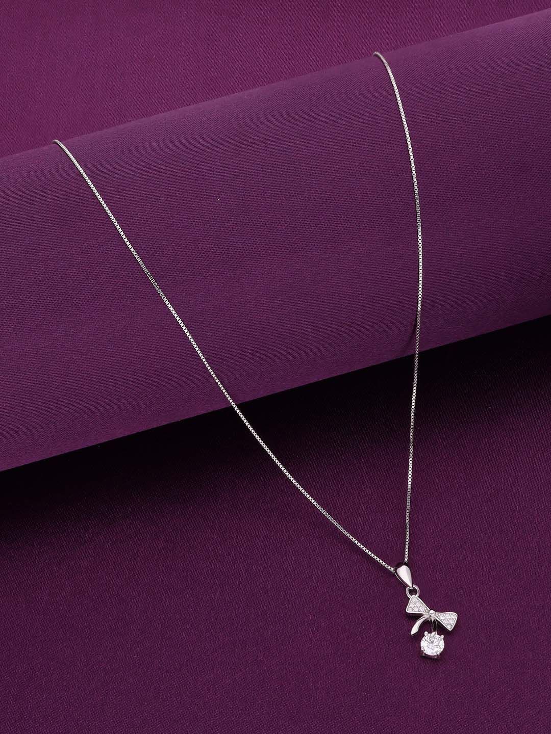 

KAI JEWEL Rhodium-Plated Cubic Zirconia-Studded 925 Silver Pendants with Chains