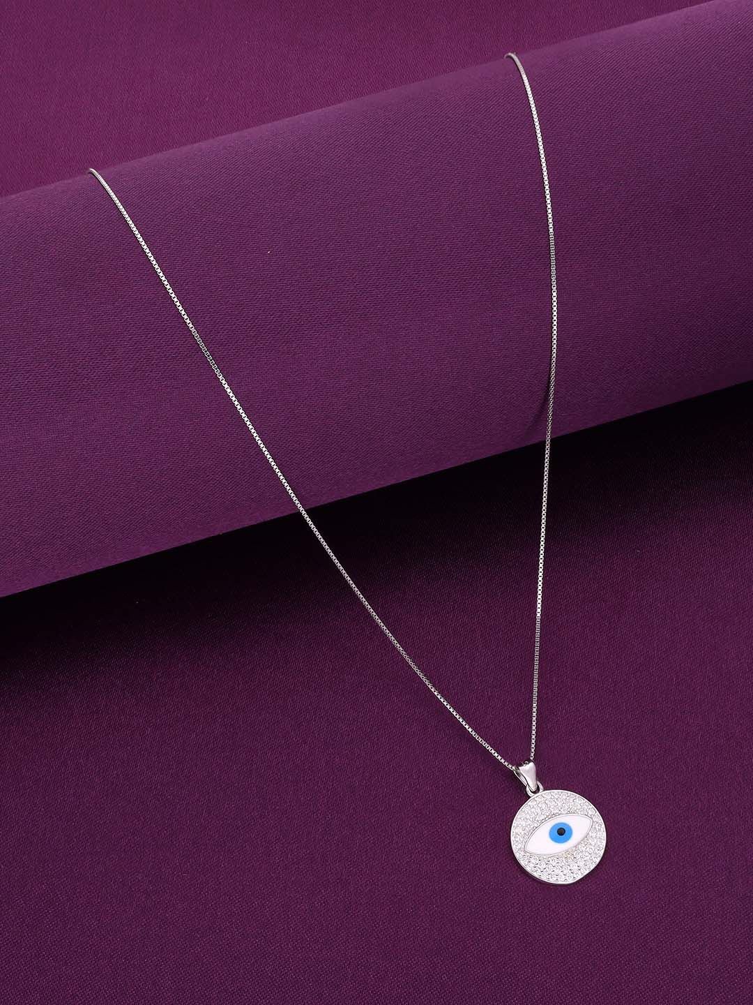 

KAI JEWEL 925 Silver Rhodium-Plated CZ Stone Studded Pendant With Chain