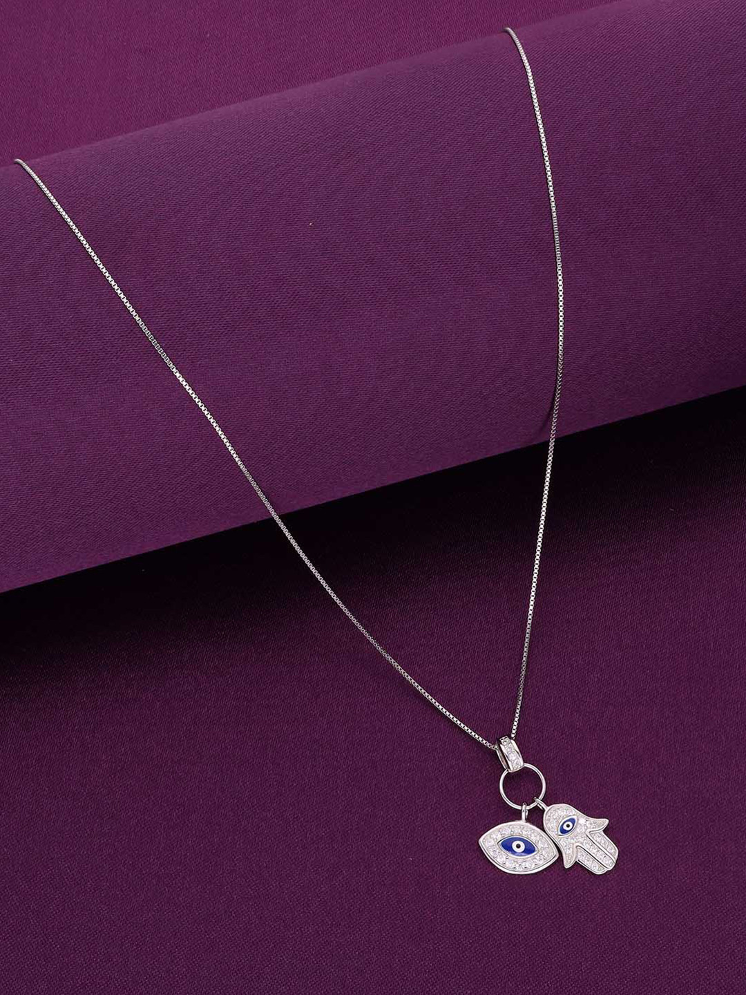 

KAI JEWEL Rhodium Plated Cubic Zirconia 92.5 Silver Quirky Pendant with Chain