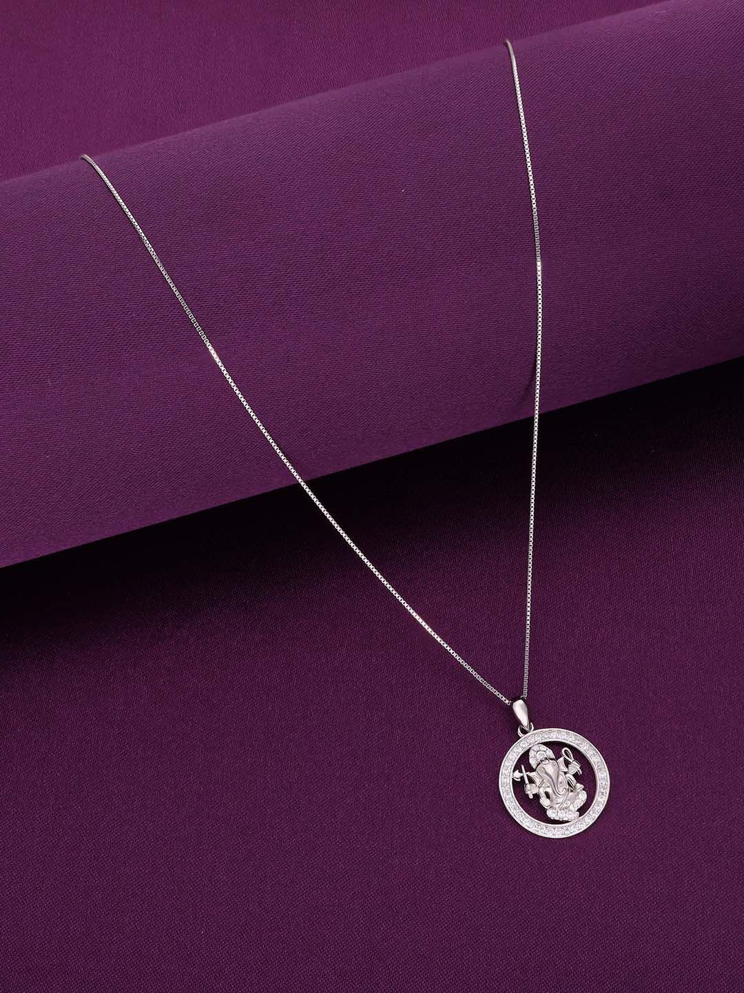 

KAI JEWEL 925 Silver Rhodium-Plated CZ Stone Studded Pendant With Chain