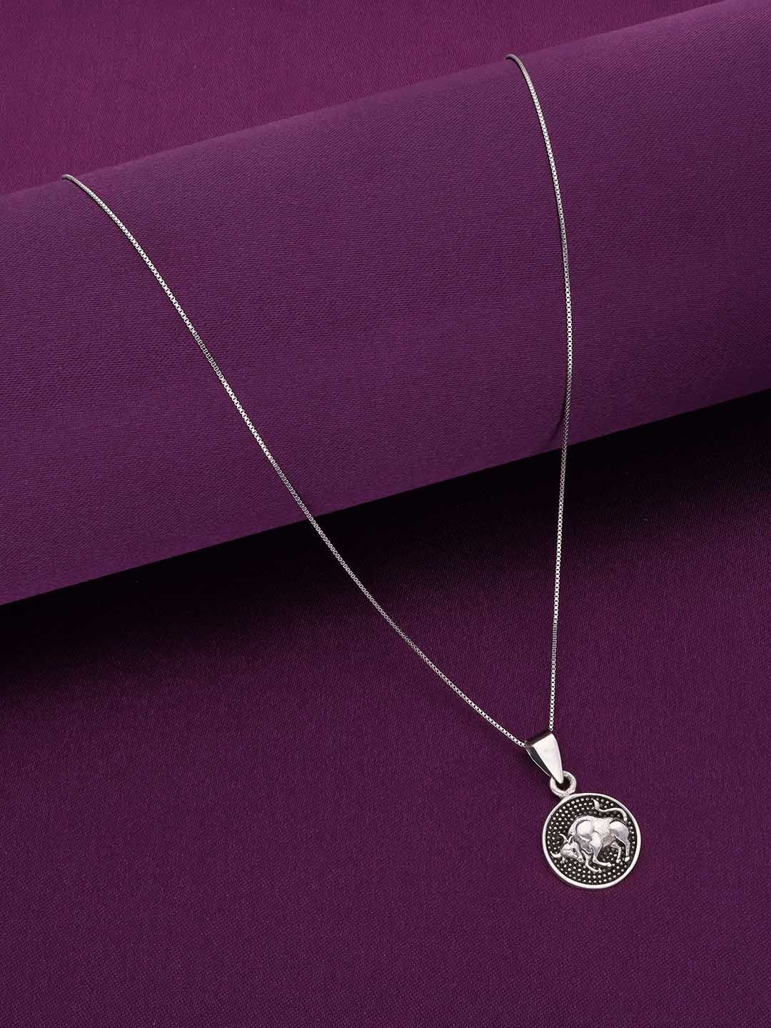 

KAI JEWEL 925 Sterling Silver Rhodium-Plated CZ Stone Studded Pendant With Chain