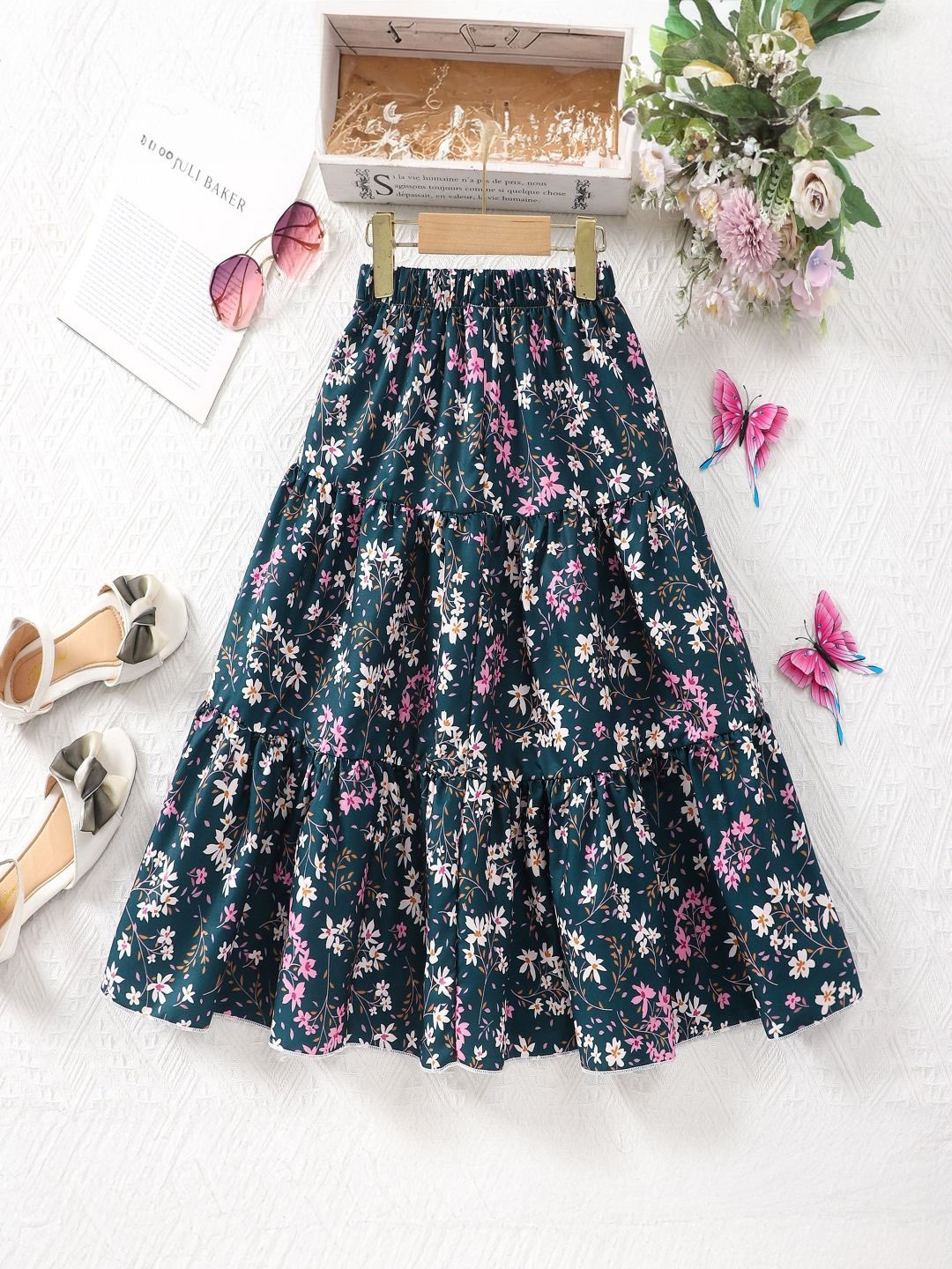 

StyleCast Girls Printed A-Line Midi Skirt, Blue