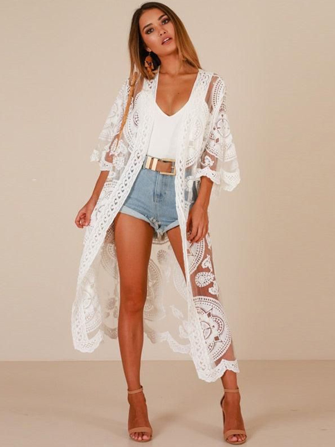 

Addery Long Breeze Swimwear Cover Up Dress, White