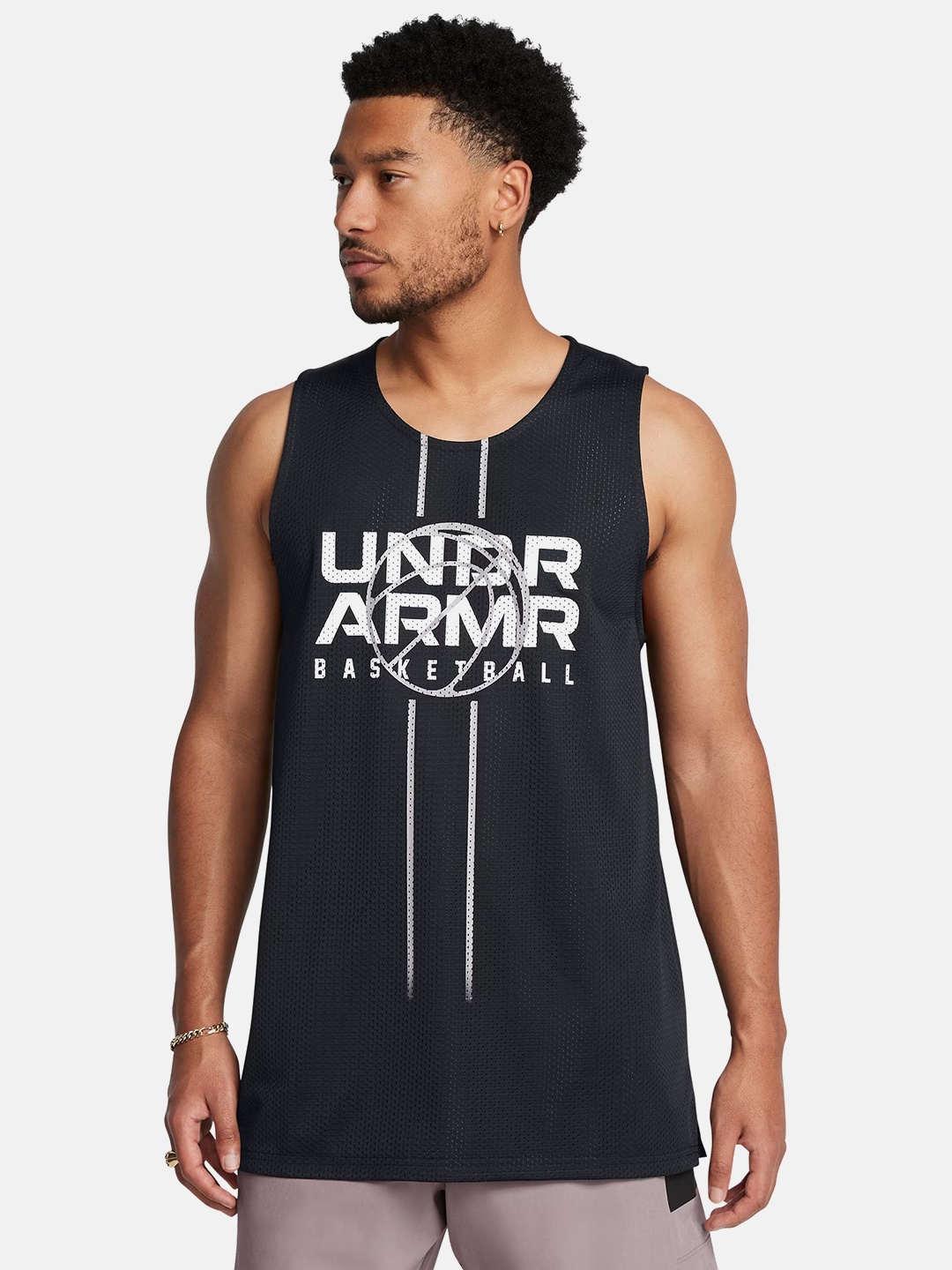 

Under Armour Zone Reversible Basketball Jersey with Perforated Detail, Black