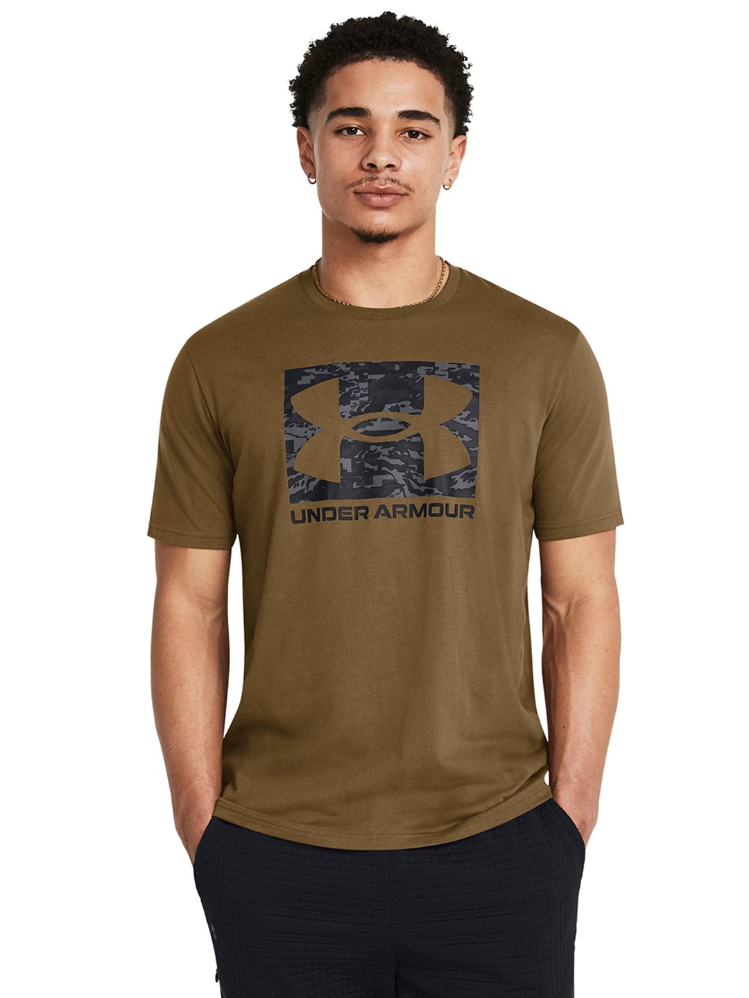 

UNDER ARMOUR Brand Logo Printed Relaxed Fit Sports T-shirt, Brown