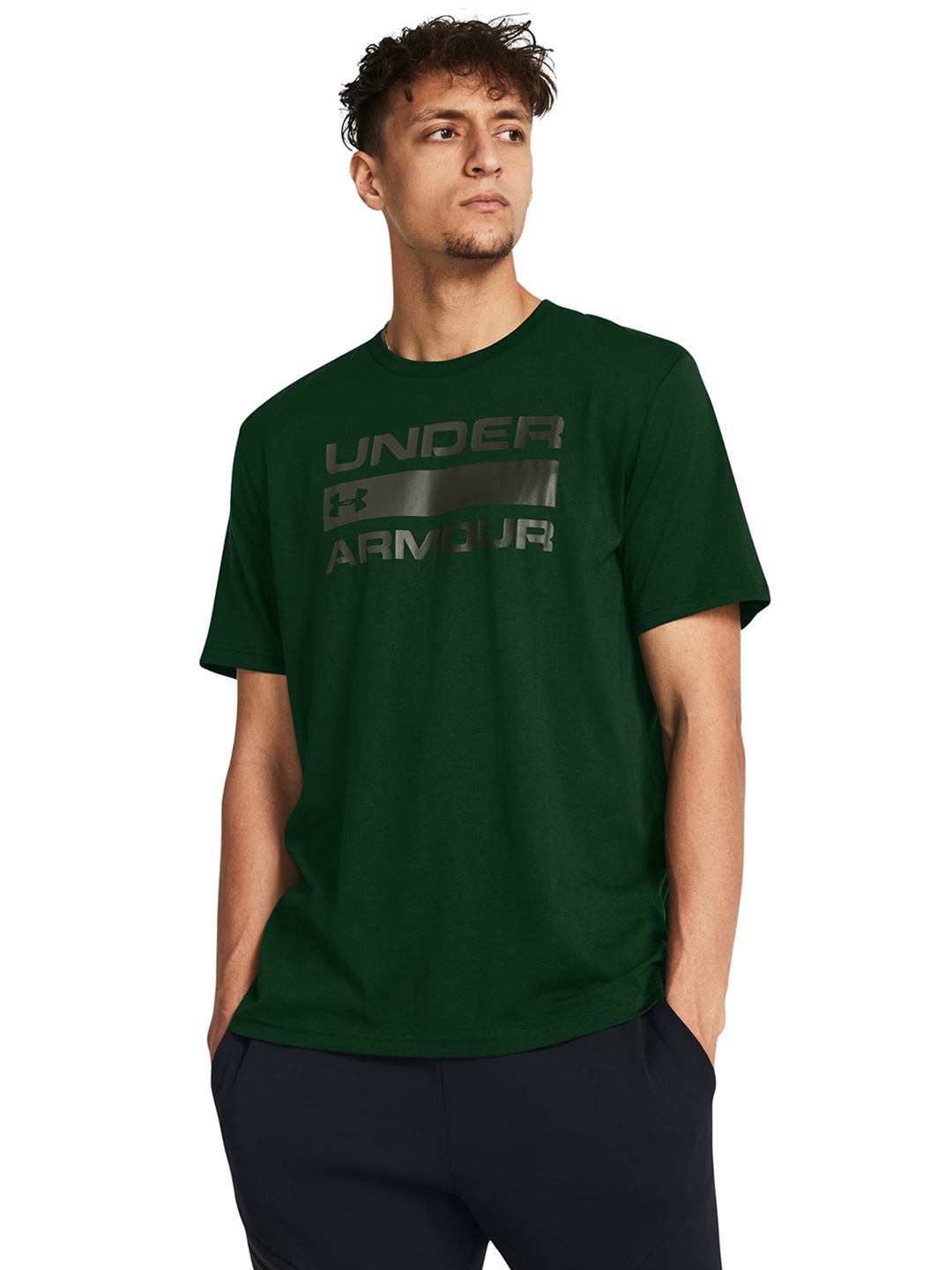 

UNDER ARMOUR Team Issue Wordmark Printed Round Neck T-shirt, Green