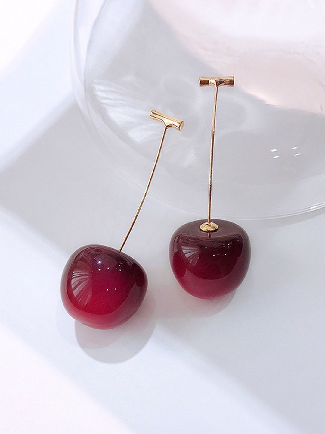 

FIMBUL Cherry Fruit Classic Drop Earrings, Red