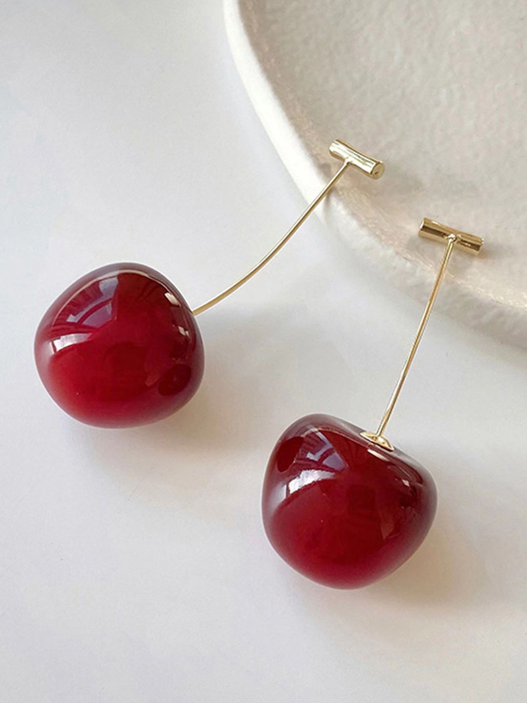 

FIMBUL Cherry Fruit Classic Drop Earrings, Red