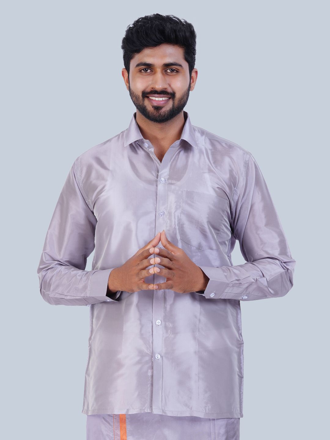 

THANGAMAGAN Men Standard Solid Sheer Spread Collar Party Shirt, Violet