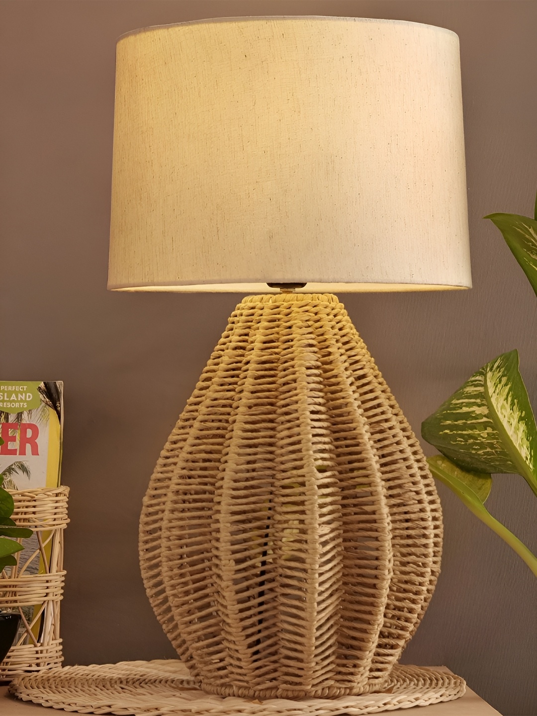 

Decazone Beige & Cream coloured Cotton Cylindrical Shaped Table Lamp