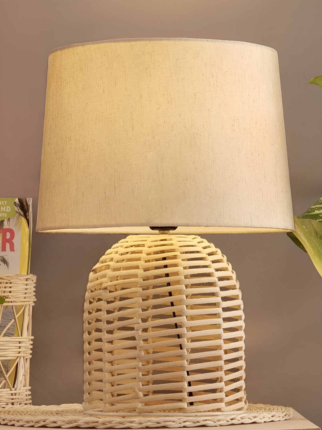 

Decazone Beige & Cream Cotton Cylindrical Shaped Table Lamp