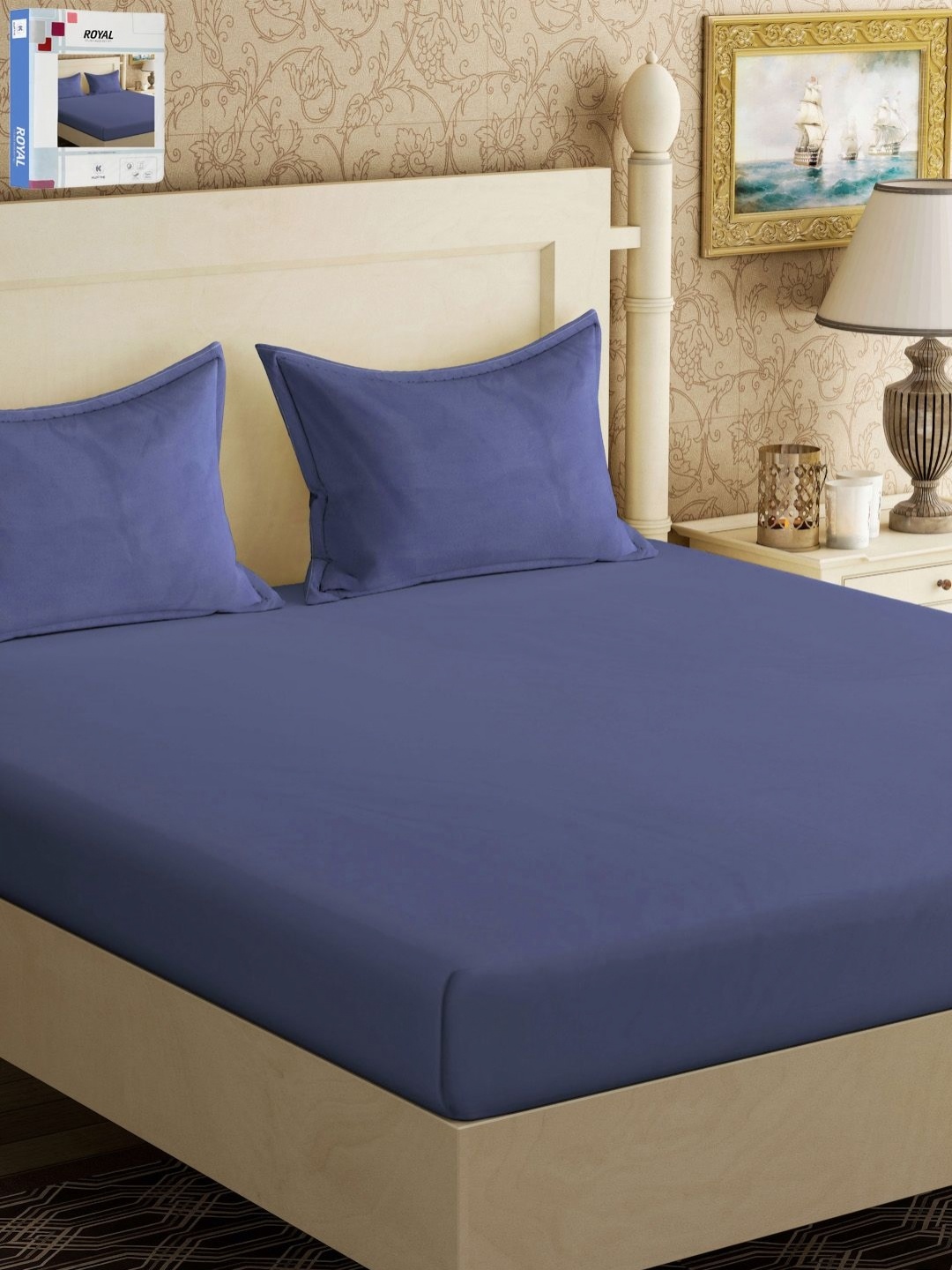 

KLOTTHE Blue 300TC Double King Bedsheet With 2 Pillow Covers