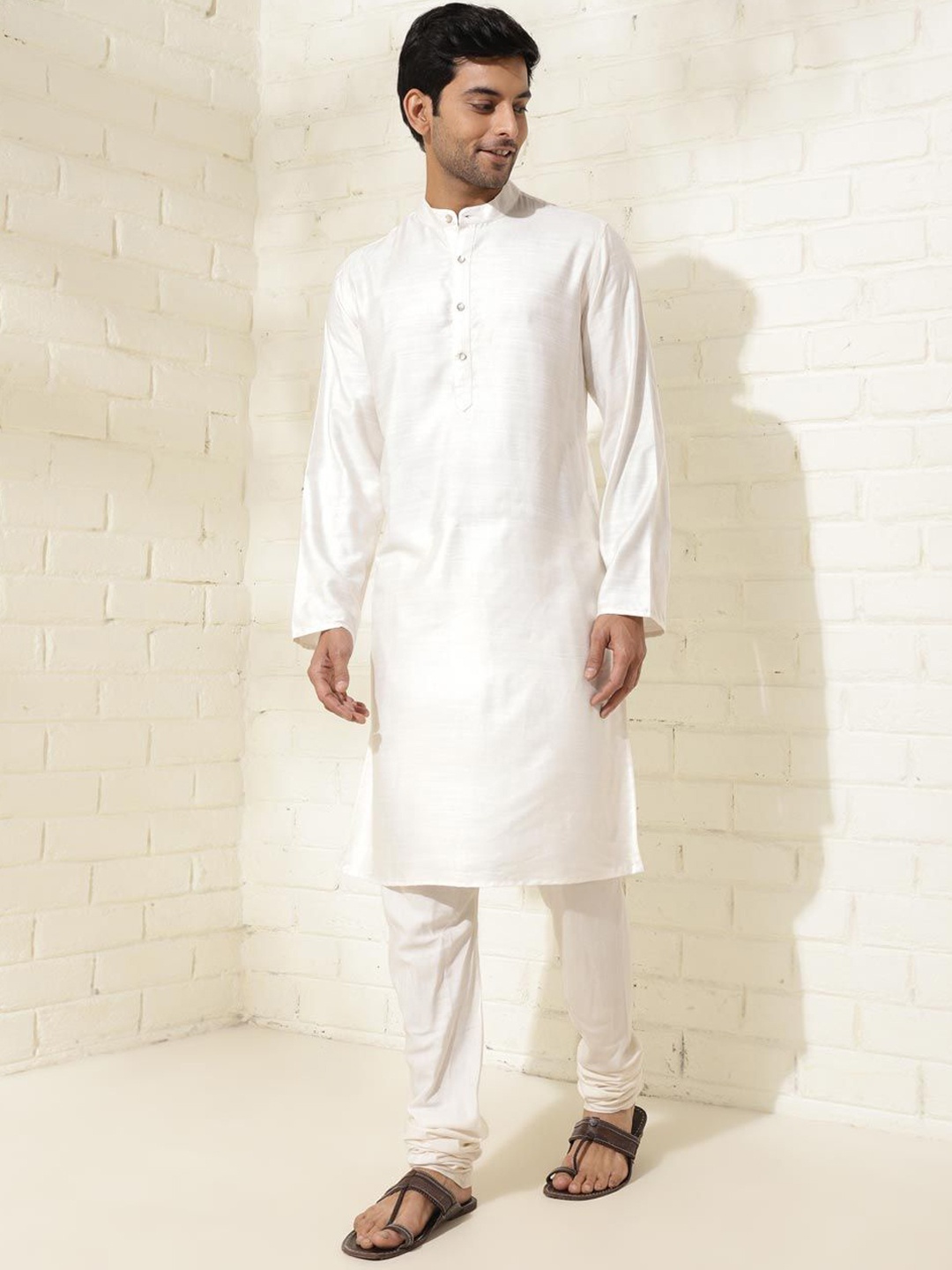 

Fabindia Mandarin Collar Straight Kurta, White