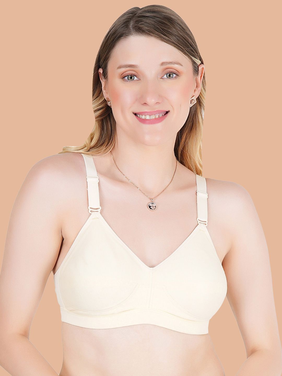 

Souminie Full Coverage Non Padded Cotton Everyday Bra-All Day Comfort, Beige