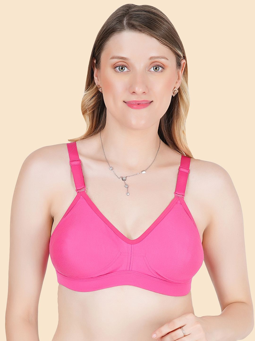

Souminie Full Coverage Non Padded Cotton Everyday Bra-All Day Comfort, Pink