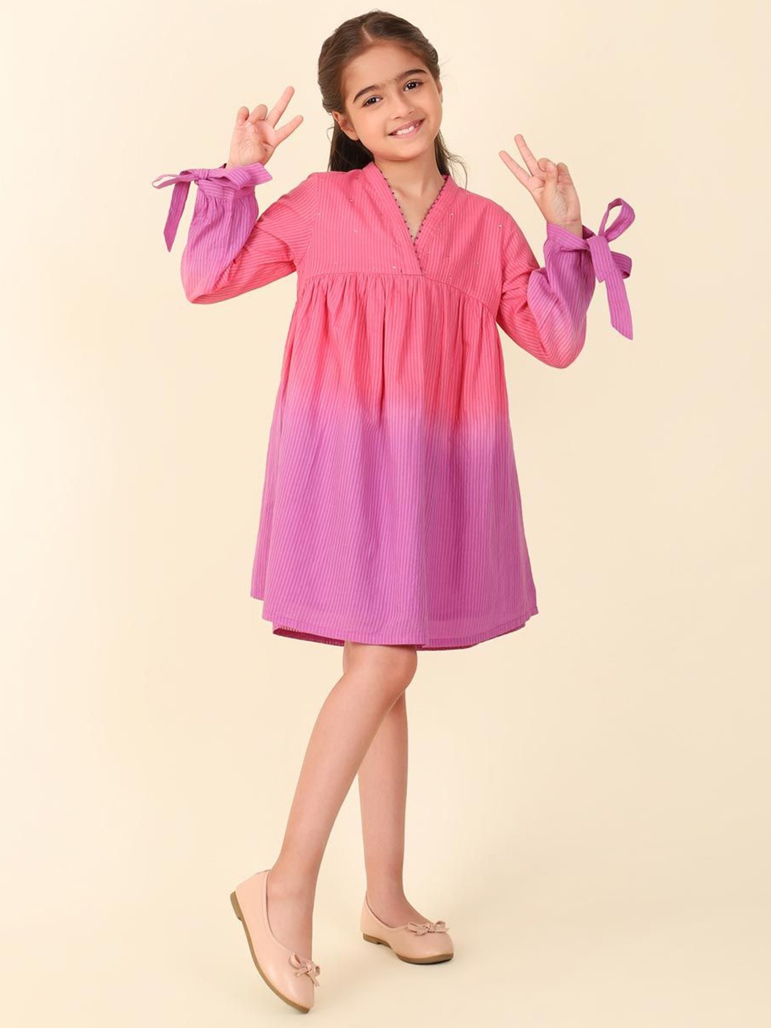 

Fabindia Girls Fit & Flare Midi Dress, Pink