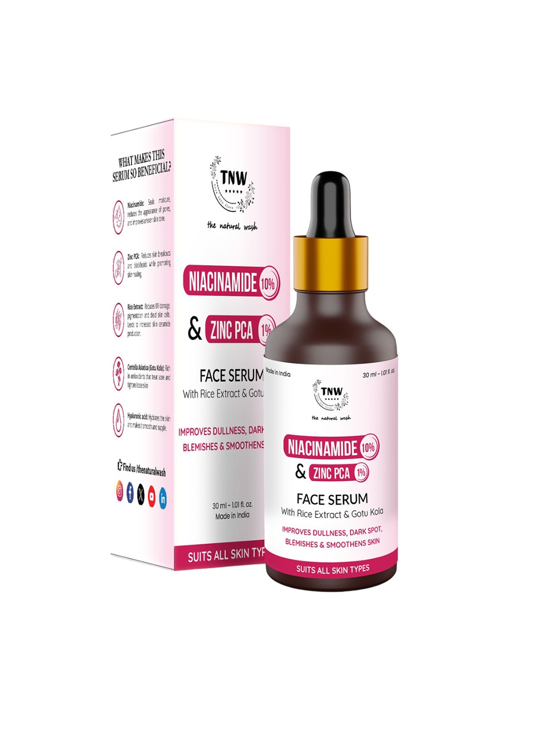 

TNW the natural wash Niacinamide10% & Zinc PCA 1% Face Serum - 30ml, Off white