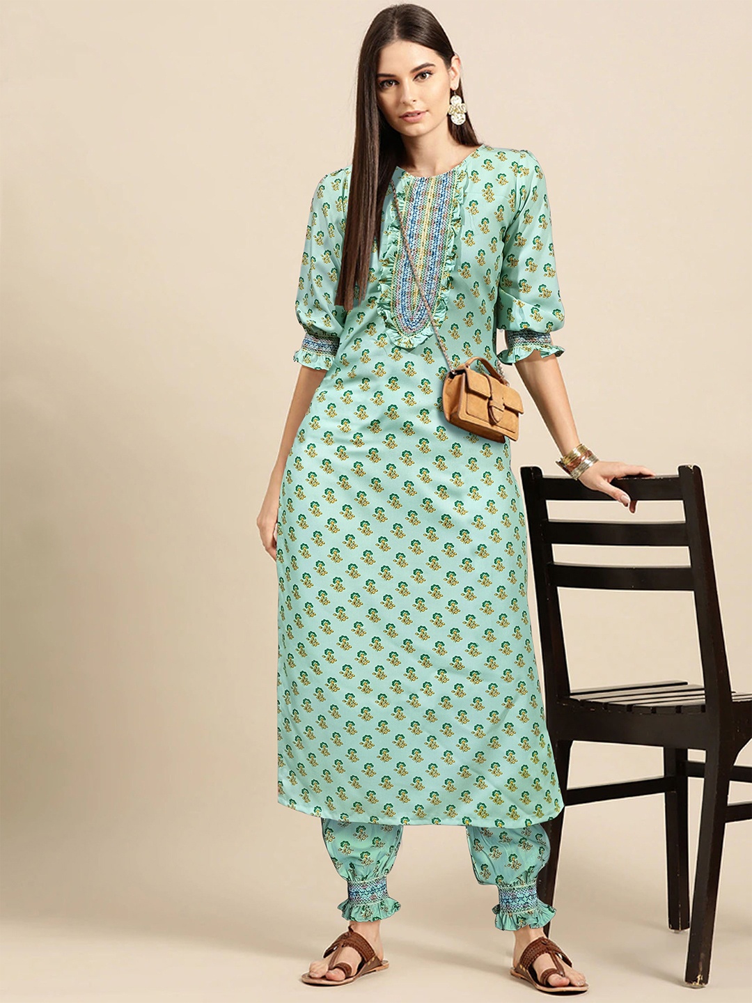 

Fashion Petals Floral Printed Kurta, Green