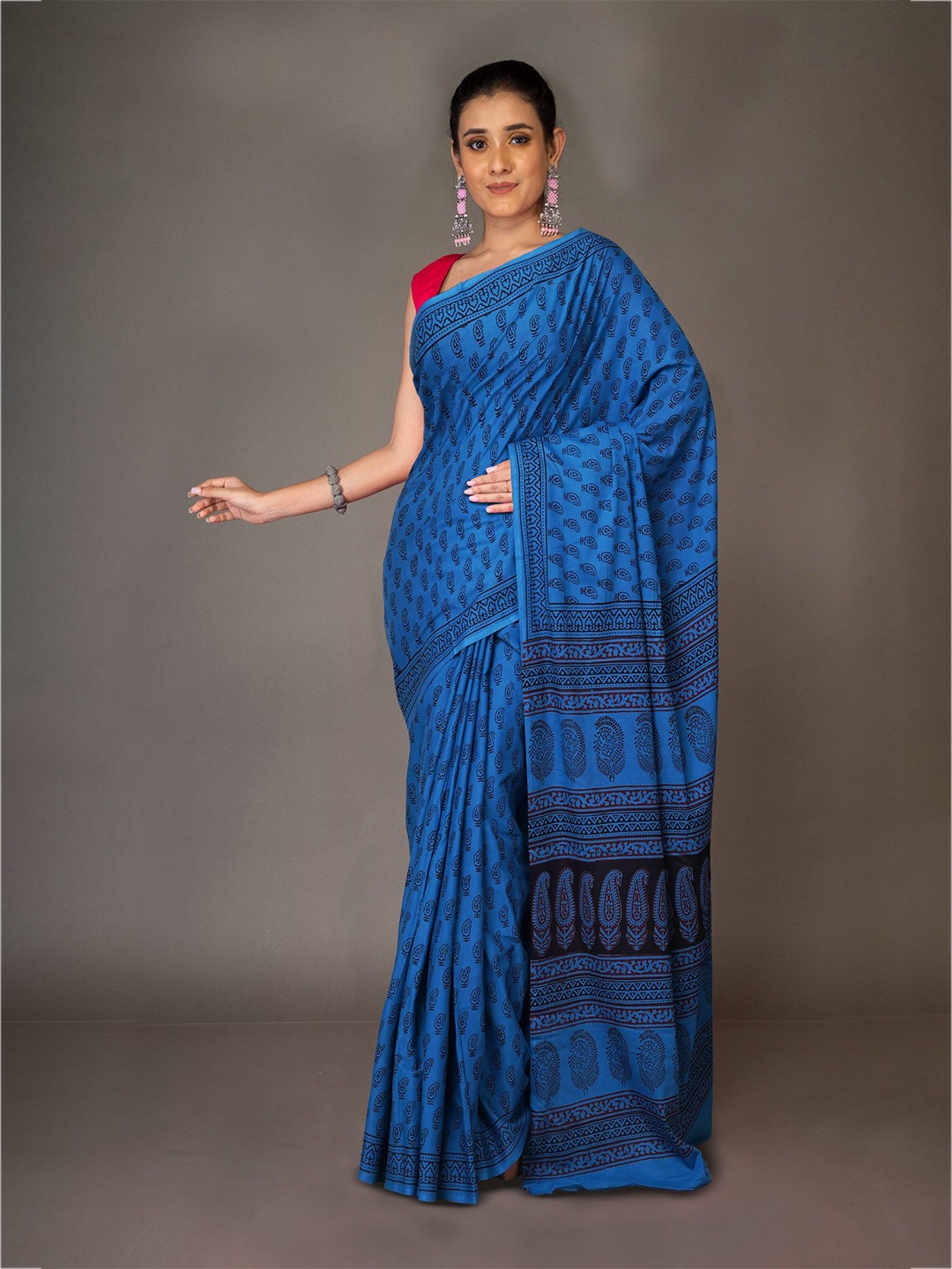 

Unnati Silks Bagh Handloom Bagh Saree, Blue