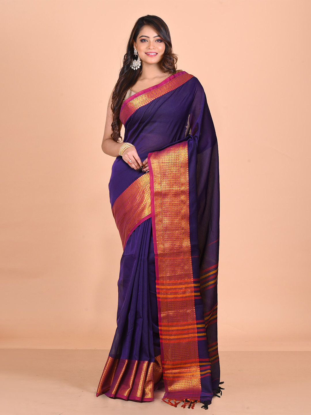 

Unnati Silks Zari Handloom Narayan Peth Saree, Blue