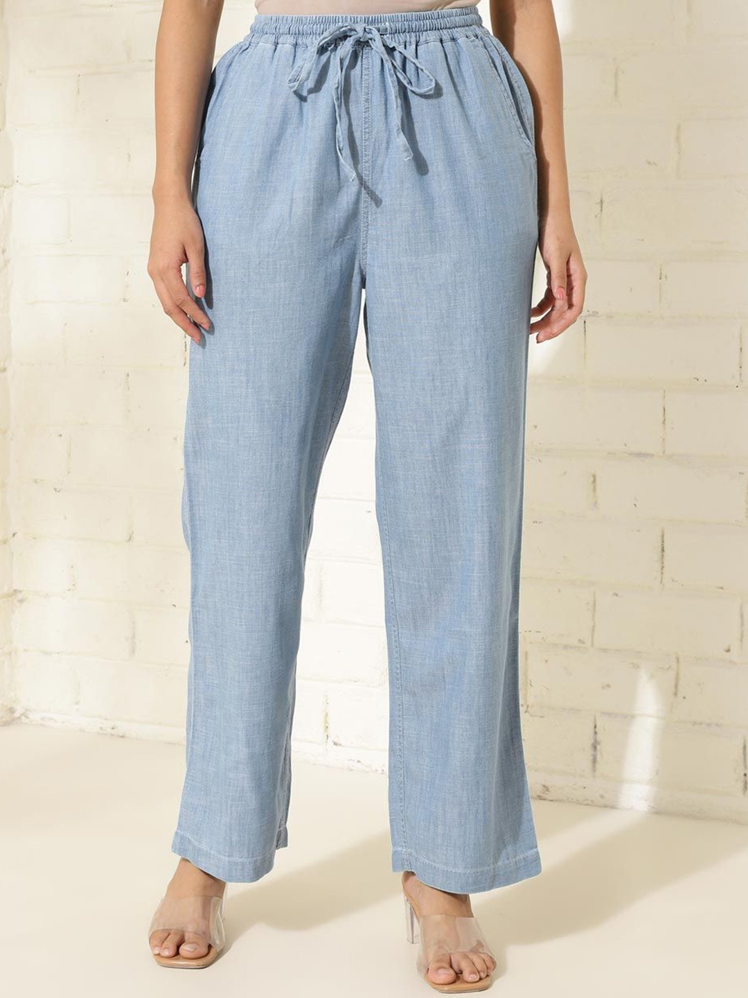

Fabindia Women Regular Fit Trousers, Blue