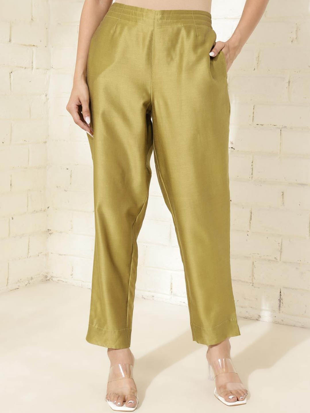 

Fabindia Women Mid-Rise Trousers, Olive