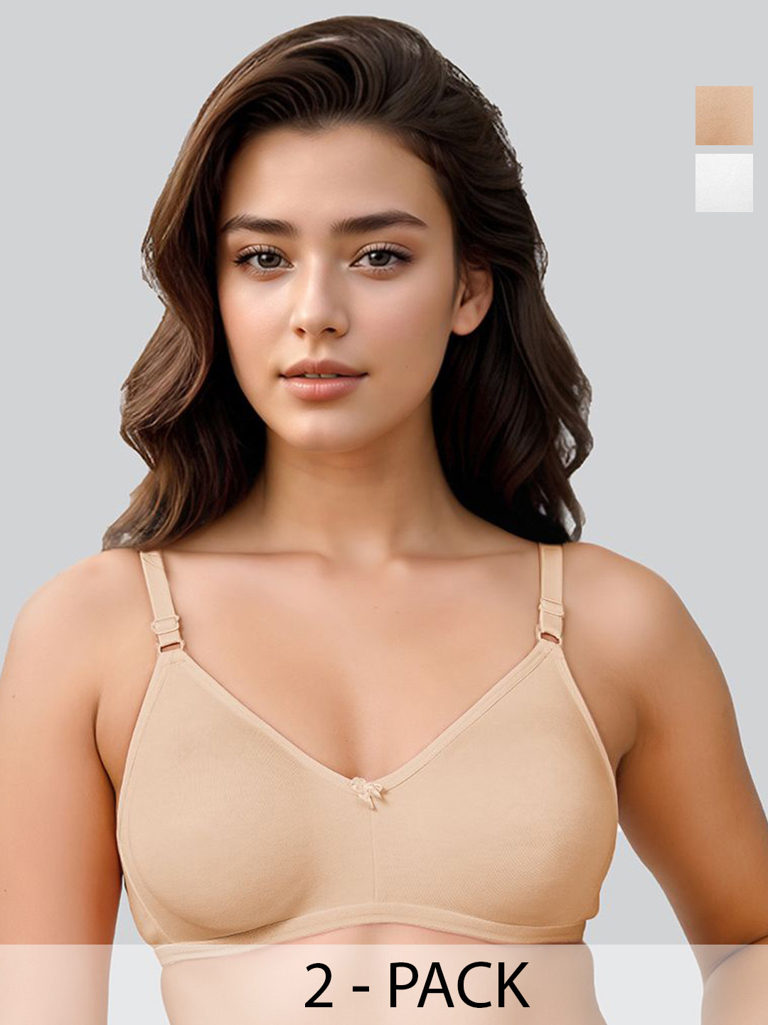 

LUX VENUS Pack Of 2 Full Coverage Non Padded Non-Wired Everyday Bra-All Day Comfort, Nude