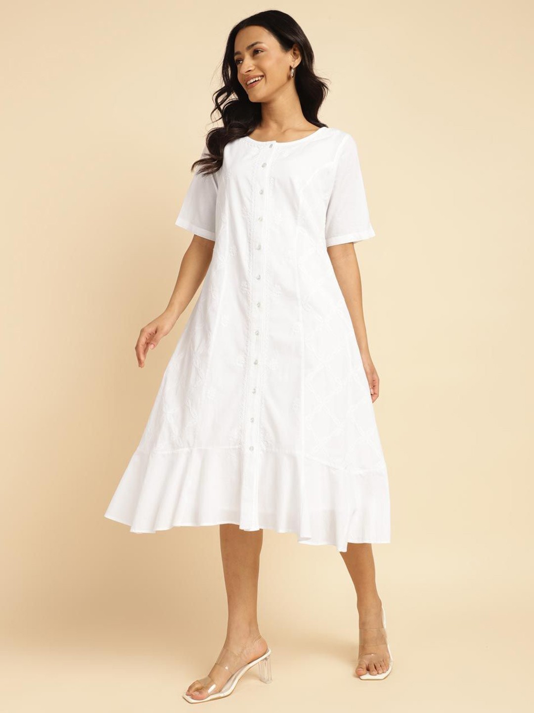 

Fabindia A-Line Midi Dress, White